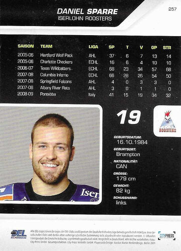 Playerkarte #257 – Daniel Sparre – Iserlohn Roosters – DEL 2009/2010