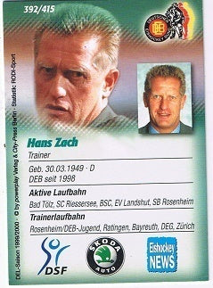 DEL Playerkarte 1999/2000 Hans Zach DEB
