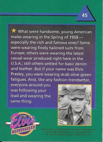 1992 The River Group The Elvis Collection #45 What were handsome, young American males wearing.
