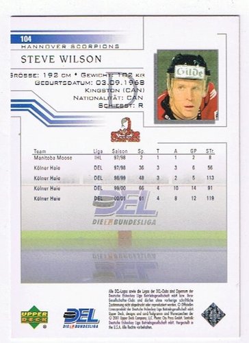 DEL Playerkarte 2001/2002 #104 Steve Wilson Hannover Scorpions