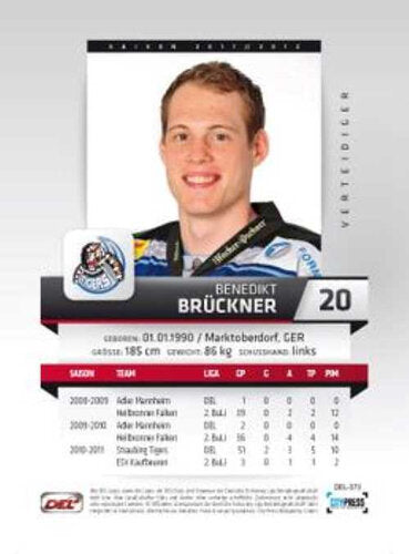 DEL 2011/12 Benedikt Brückner #DEL-373 Straubing Tigers