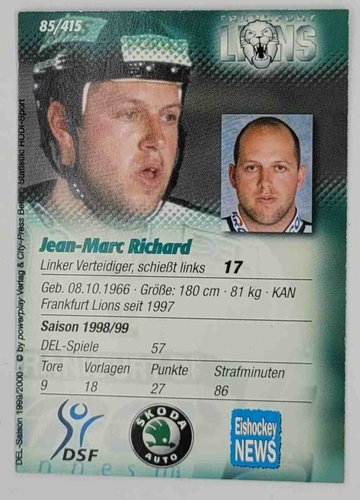 Playerkarte 1999-2000 #85 Jean-Marc Richard Frankfurt Lions
