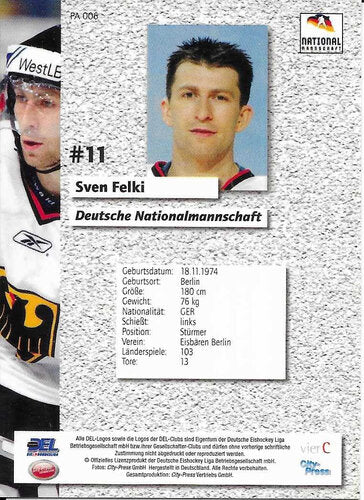 Sven Felski DEL 2006/2007 Parallels DEB #PA006 Playerkarte