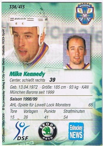Mike Kennedy München Barons PowerPlay DEL 1999/2000 Karte #336