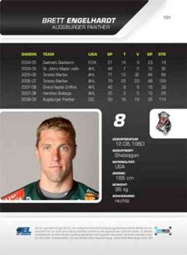 2009/2010 City-Press #101 Brett Engelhardt – Augsburger Panther (Base Card)