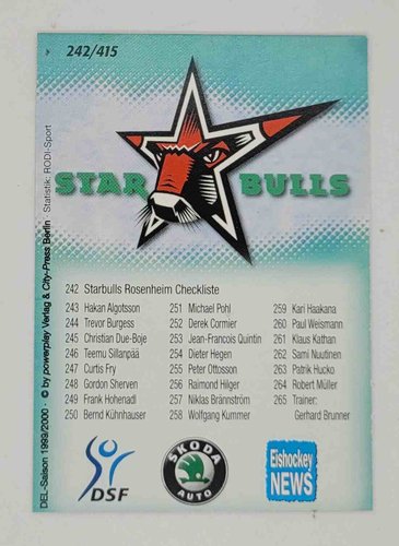 1999/2000 Powerplay #358 Starbulls Rosenheim Checkliste (Base Card)