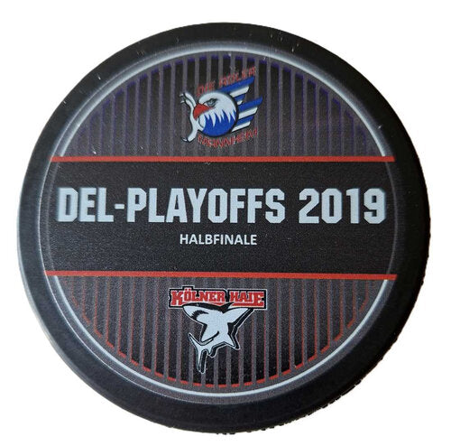 DEL Playoffs 2019 Puck Halbfinale Mannheim vs Köln beidseitig bedruckt