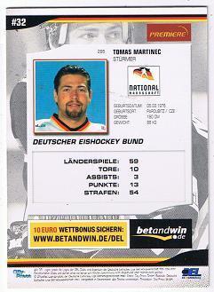 Tomas Martinec DEL Playerkarte 2005/06 – Deutsche Nationalmannschaft, Nr. 295