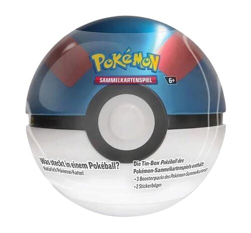 Pokémon Pokéball-Tin-Box Herbst 2025 – Superball (DE, ab 6 Jahre) – 3 Booster + Sticker