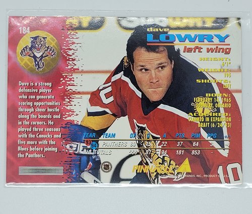 Dave Lowry Playerkarte 1994/95 – Florida Panthers Pinnacle Hockey