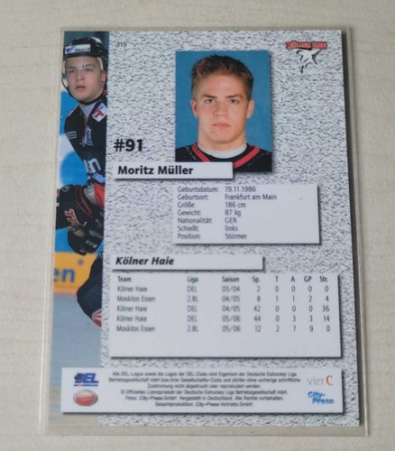Playerkarte 2006/2007 #315 Moritz Müller Kölner Haie