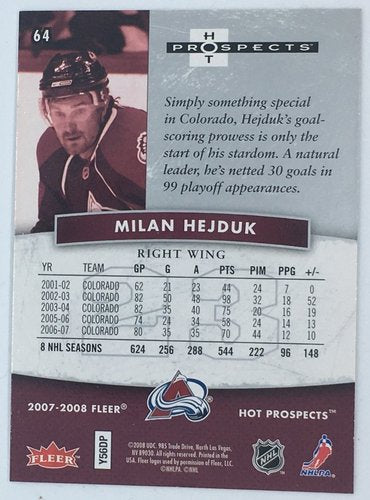 2007/08 Hot Prospects #064 Milan Hejduk – Colorado Avalanche (Base Card)