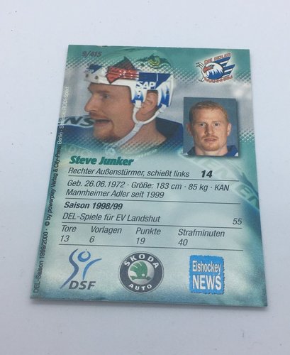 DEL Playerkarte 1999/00 Steve Junker Adler Mannheim
