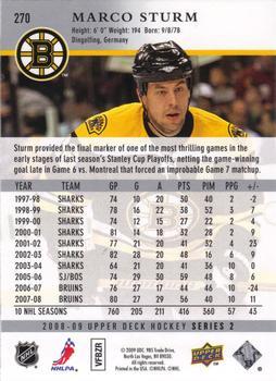 Marco Sturm #270 Upper Deck 2008-09 Boston Bruins Playerkarte