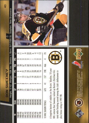 1998-1999  Upper Deck #40 Don Sweeney Boston Bruins