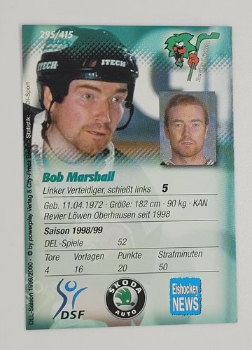 Playerkarte 1999/2000 #295 Bob Marshall Revier Löwen Oberhausen