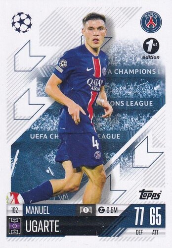 2024-25 Topps Match Attax #162 Manuel Ugarte – PSG 1st Edition