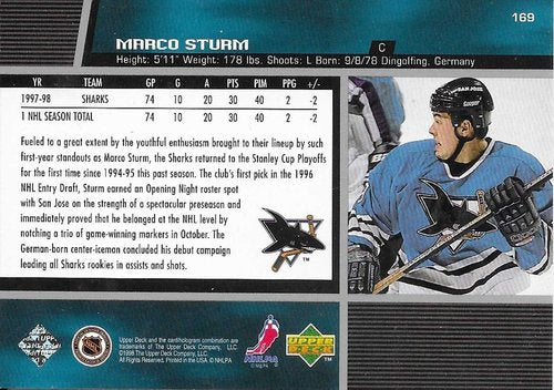 98-99 Upper Deck #169 Marco Sturm San Jose (Base-Card)
