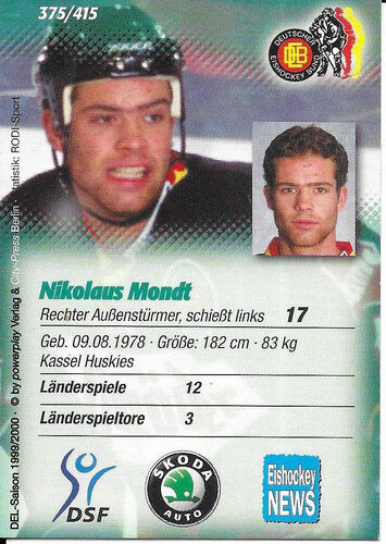 Nikolaus Mondt Playerkarte 1999/2000 #375 Deutsche Nationalmannschaft