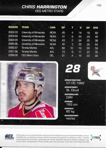 Playerkarte #155 Chris Harrington – DEG Metro Stars 2009/2010