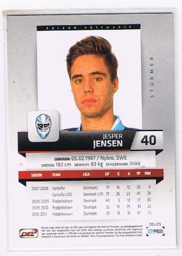 Jesper Jensen Playercard 2011/12 – Hamburg Freezers
