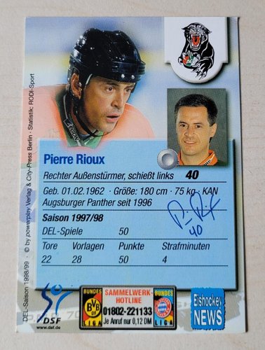 1998/1999 Schirner #271 Pierre Rioux – Augsburger Panther (Base Card)