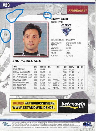 Playerkarte 2005/2006 #158 Jimmy Waite ERC Ingolstadt