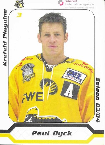 Autogrammkarte Paul Dyck #3 Krefeld Pinguine 2003/2004