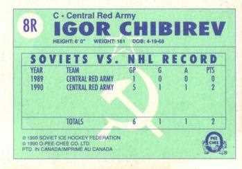 1990-91 O-Pee-Chee Central Red Army #8R – Igor Chibirev Karte