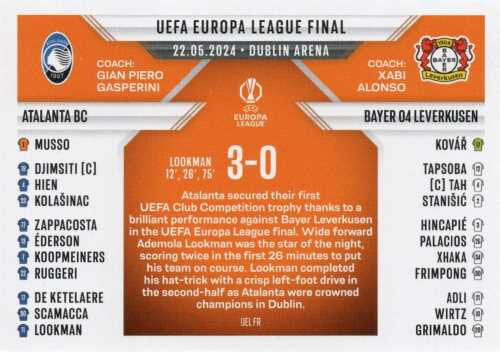 2024-25 Topps Match Attax UELFR Atalanta BC Final Report
