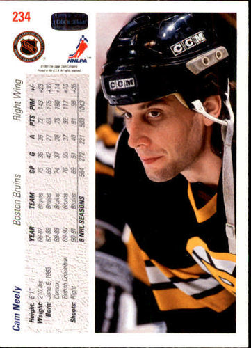 NHL Playerkarte Cam Neely 1991/92 Upper Deck Boston Bruins