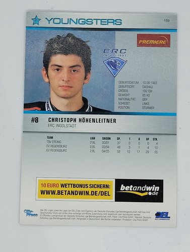 2005-06 City Press Youngsters #159 Christoph Höhenleitner ERC Ingolstadt (Base Card)