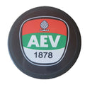 Offizieller Eishockeypuck mit AEV 1878 Logo – Augsburger EV / Panther Fanartikel aus Hartgummi