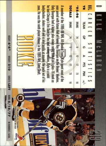 1996-97 Donruss Rookie Playerkarte Kyle McLaren – Boston Bruins