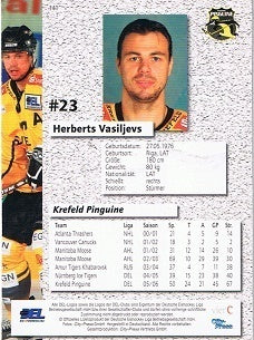 Playerkarte Herberts Vasiljevs #141 – Krefeld Pinguine 2006/2007 – City Press