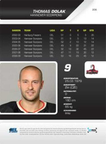 Thomas Dolak Playerkarte 2009/2010 #206 Hannover Scorpions