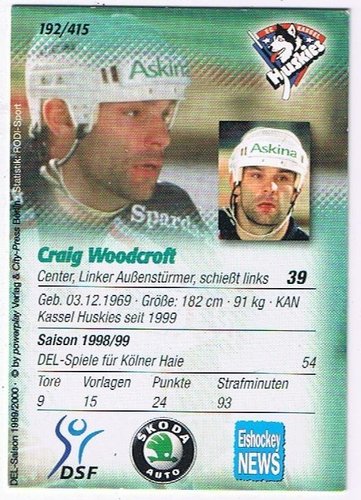 Playerkarte Cr. Woodcroft Kassel Huskies