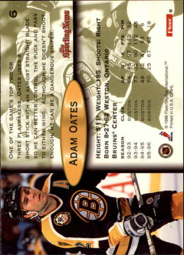 Adam Oates Fleer 96/97 NHL Karte Boston Bruins