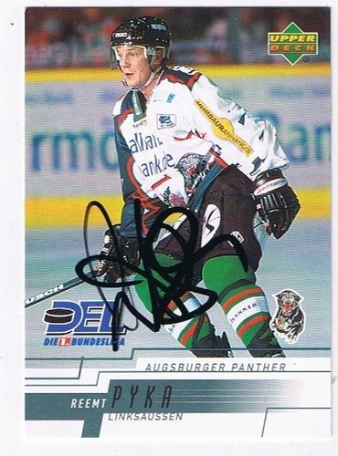 2000/2001 Upper Deck #018 Reemt Pyka – Augsburger Panther (Autograph Card)
