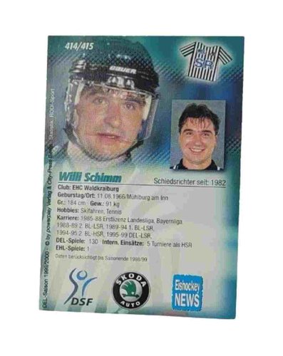 1999/2000 Powerplay #414 Willi Schimm – Schiedsrichter (Base Card)