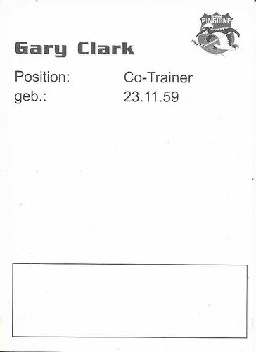 Autogrammkarte Gary Clark Co-Trainer Krefeld Pinguine 2003/2004