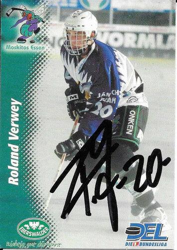 Powerplay 1999/2000 Playerkarte Roland Verwey Moskitos Essen signiert