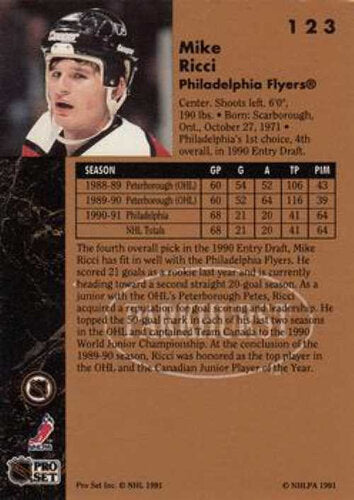 Mike Ricci 1991-92 Parkhurst #123 Philadelphia Flyers Karte