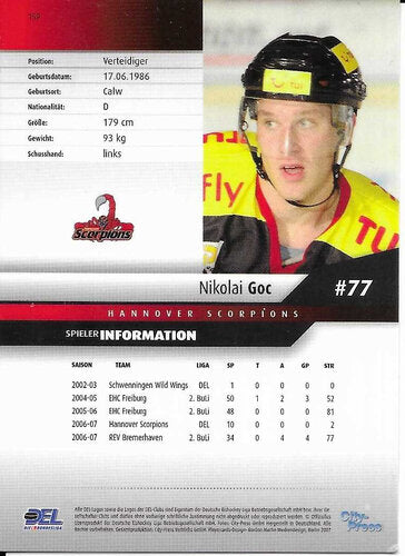 2007-08 Playercards DEL #159 Nikolai Goc Hannover Scorpions
