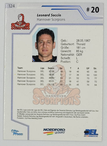 Playerkarte 2002/2003 Leonard Soccio #124 Hannover Scorpions