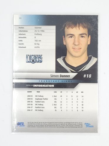 2007/2008 City-Press #131 Simon Danner – Frankfurt Lions (Base Card)
