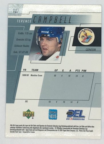 DEL Playerkarte 2000/2001 – Terence Campbell – Iserlohn Roosters