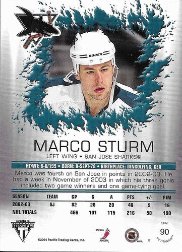 03-04 Titanium #90 Marco Sturm San Jose (Base-Card)