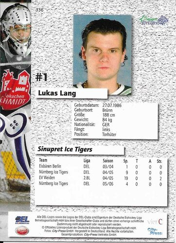 Playerkarte 2006/2007 #336 Lukas Lang Sinupret Ice Tigers