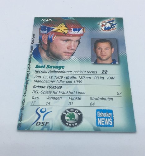 Joel Savage Playercard DEL 1999/2000 – Adler Mannheim Sammlerstück